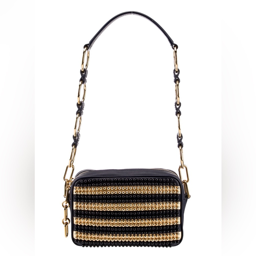Michael Kors Collection Luxury Line Leather Shoulder Bag with Beaded Accents EUC
